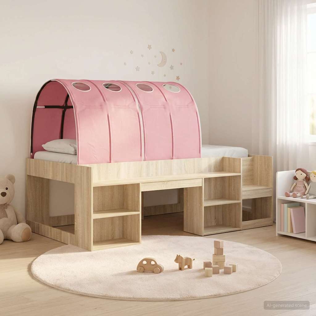 Hochbett für Kinder mit Stauraum 3 Stk. Sonoma Eiche und Pink
