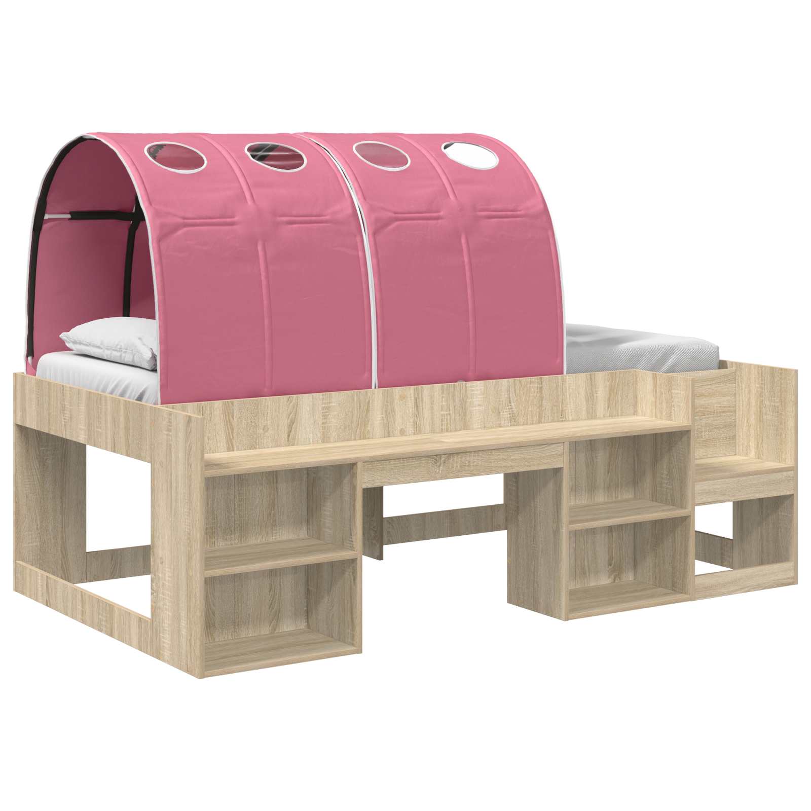 Hochbett für Kinder mit Stauraum 3 Stk. Sonoma Eiche und Pink