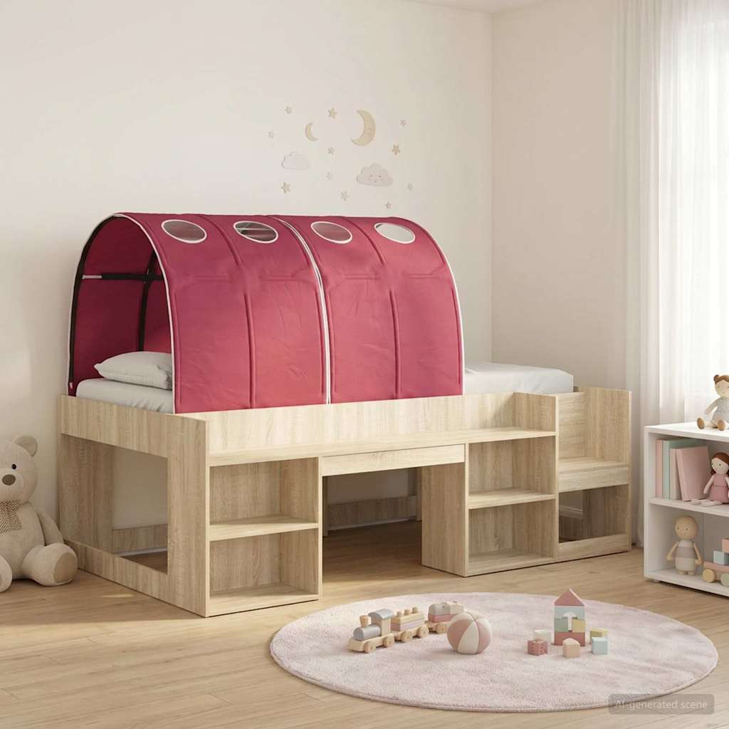 Hochbett für Kinder mit Stauraum 3 Stk. Sonoma Eiche und Rot