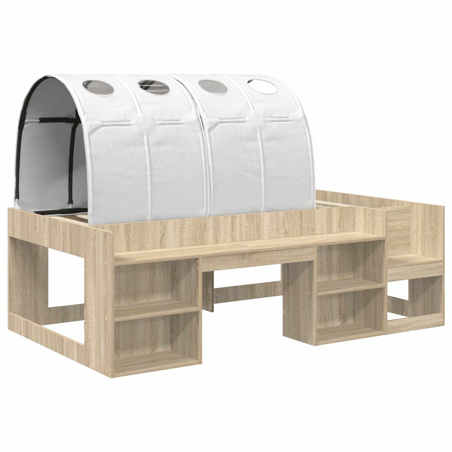 Hochbett für Kinder mit Stauraum 3 Stk. Sonoma Eiche und Weiß