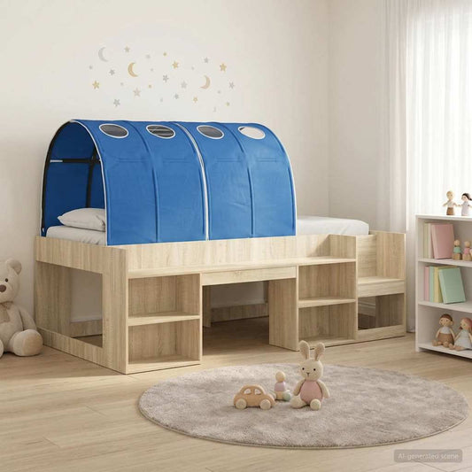 Bettgestell mit Tunnel mit Regal 3 stk. Sonoma Eiche und Blau