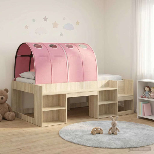 Bettgestell mit Tunnel mit Regal 3 stk. Sonoma Eiche und Pink