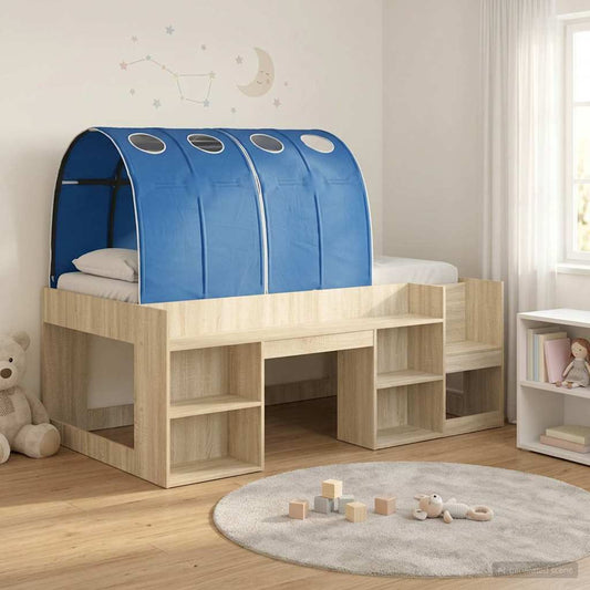 Bettgestell mit Tunnel mit Regal 3 stk. Sonoma Eiche und Blau