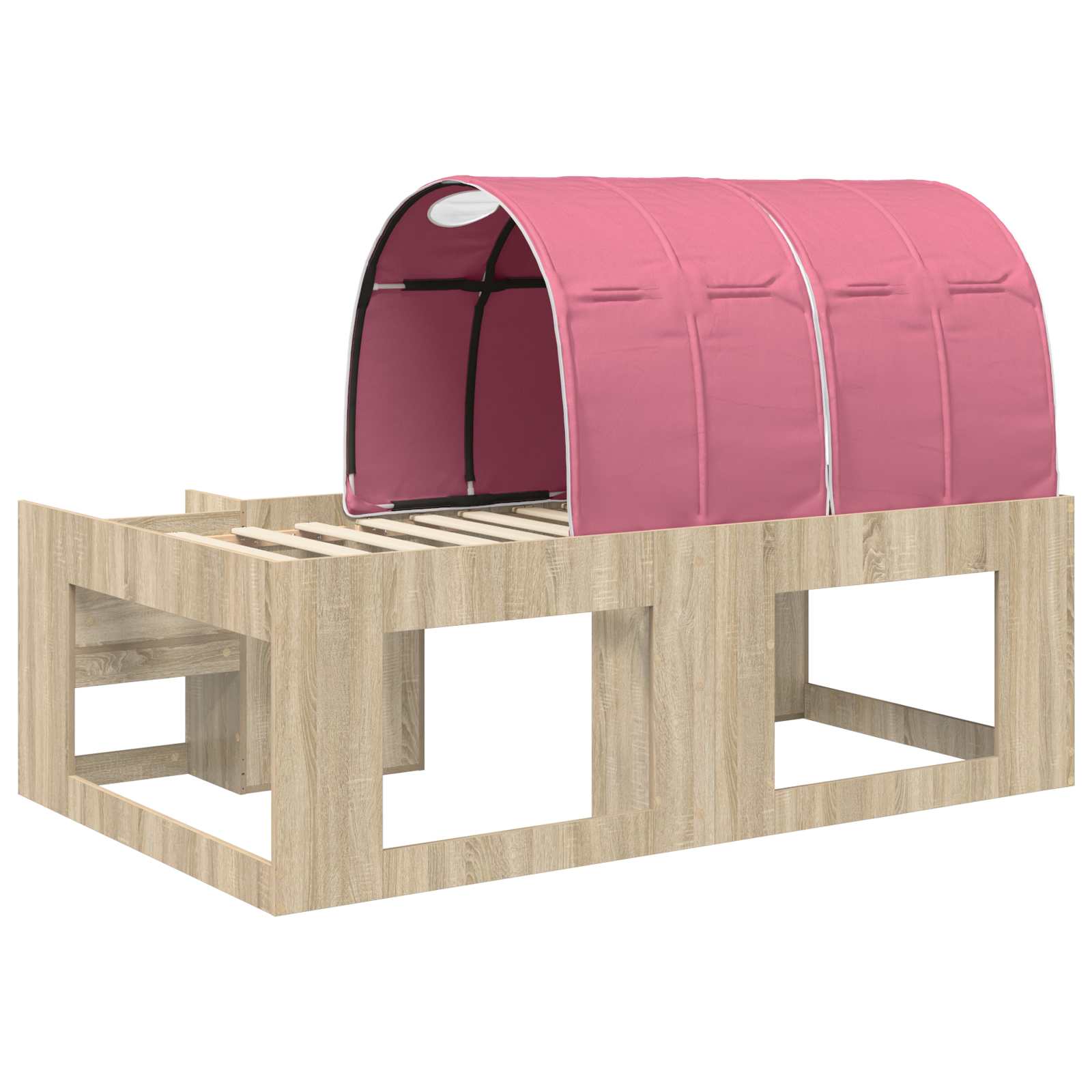 Bettgestell mit Tunnel mit Regal 3 Stk. Sonoma Eiche und Pink