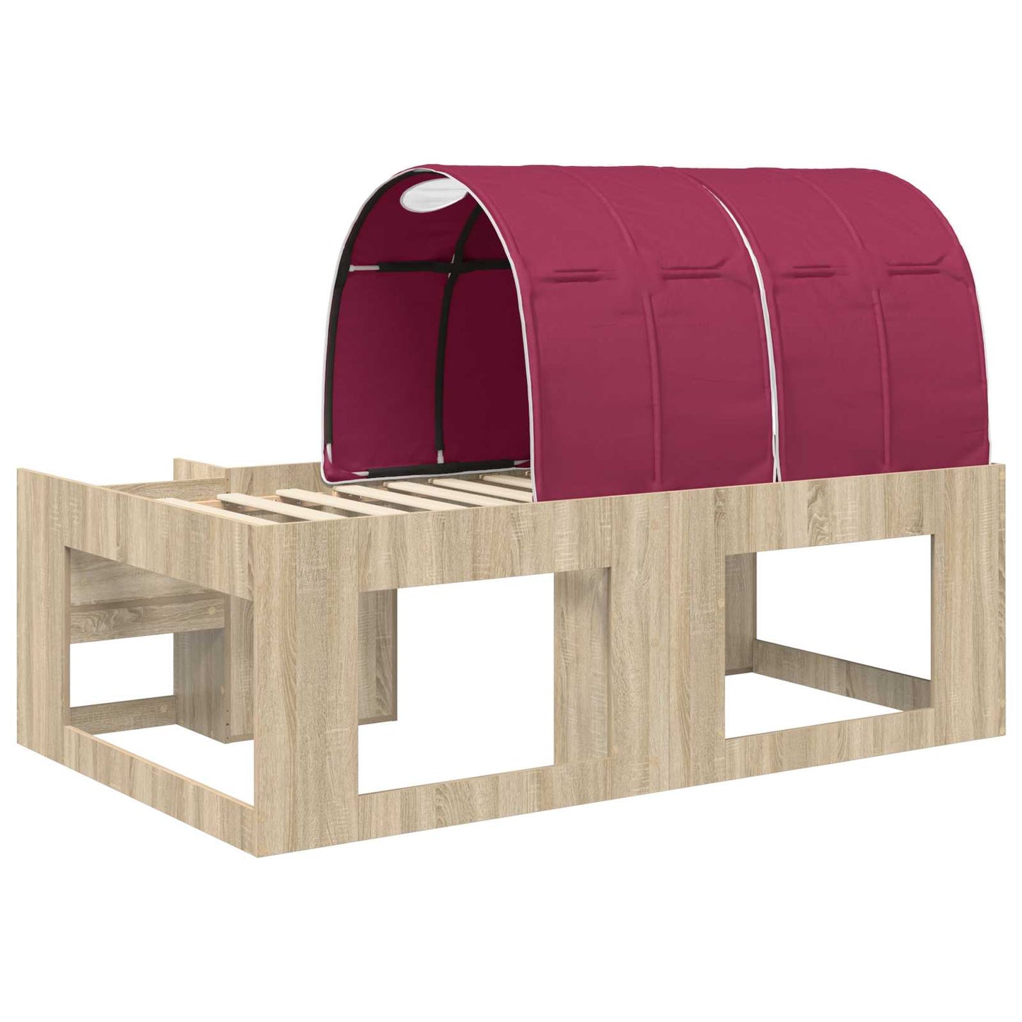 Bettgestell mit Tunnel mit Regal 3 stk. Sonoma Eiche und Rot