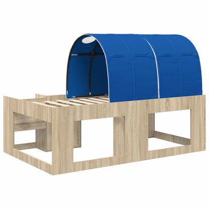 Bettgestell mit Tunnel mit Regal 3 stk. Sonoma Eiche und Blau
