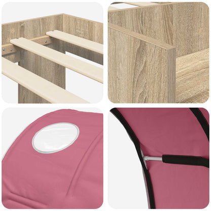 Bettgestell mit Tunnel mit Regal 3 stk. Sonoma Eiche und Pink