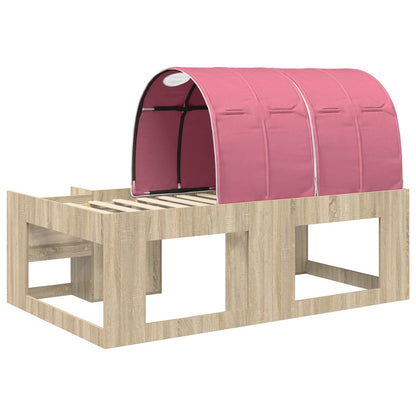 Bettgestell mit Tunnel mit Regal 3 stk. Sonoma Eiche und Pink