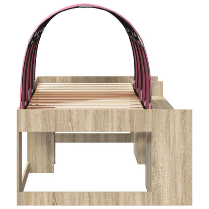 Bettgestell mit Tunnel mit Regal 3 stk. Sonoma Eiche und Pink
