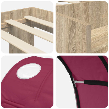 Bettgestell mit Tunnel mit Regal 3 stk. Sonoma Eiche und Rot