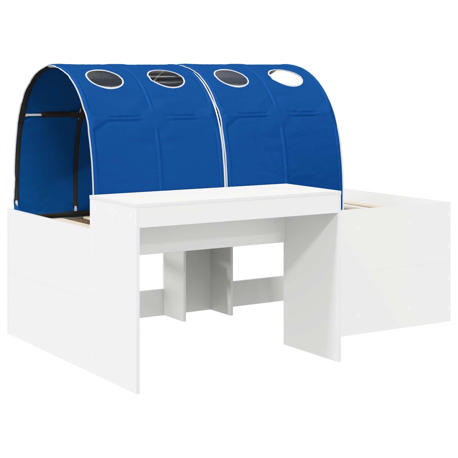 Bettgestell mit Tunnel 3 stk. Weiß und Blau Holzwerkstoff