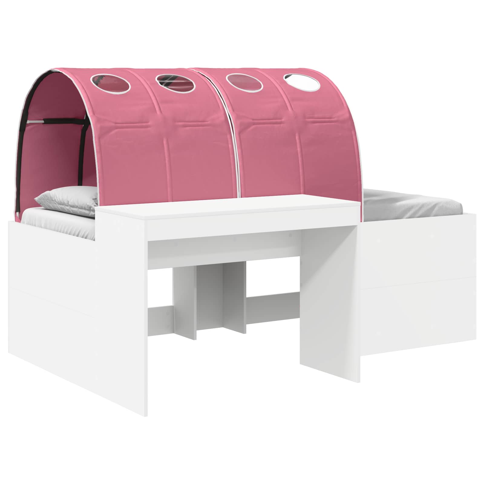 Bettgestell mit Tunnel 3 Stk. Weiß und Rosa Holzwerkstoff