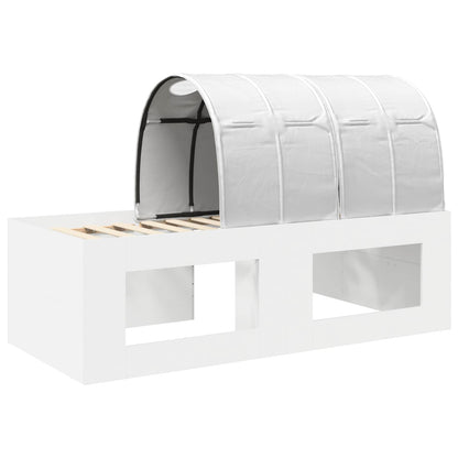 Bettgestell mit Tunnel mit Regal 3 Stk. Weiß Holzwerkstoff