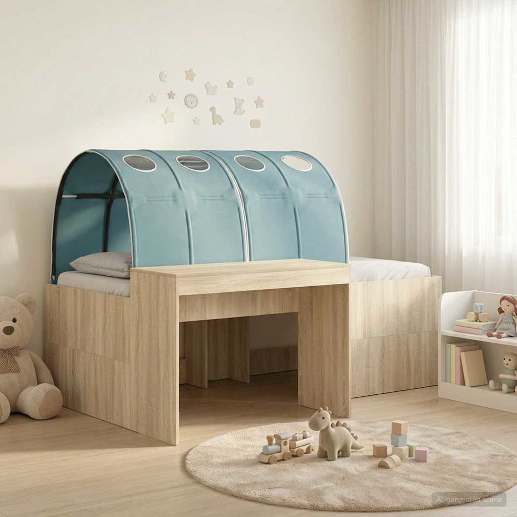 Bettgestell mit Tunnel 3 stk. Sonoma Eiche und Hellblau