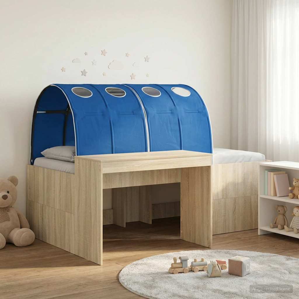Bettgestell mit Tunnel mit Regal 3 stk. Sonoma Eiche und Blau
