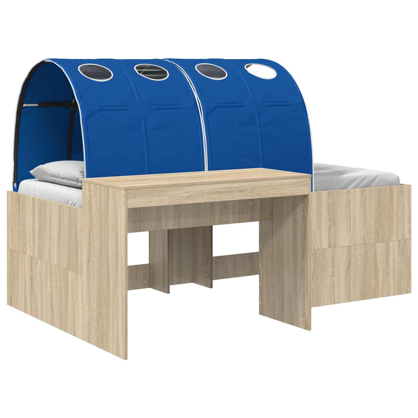 Bettgestell mit Tunnel mit Regal 3 stk. Sonoma Eiche und Blau