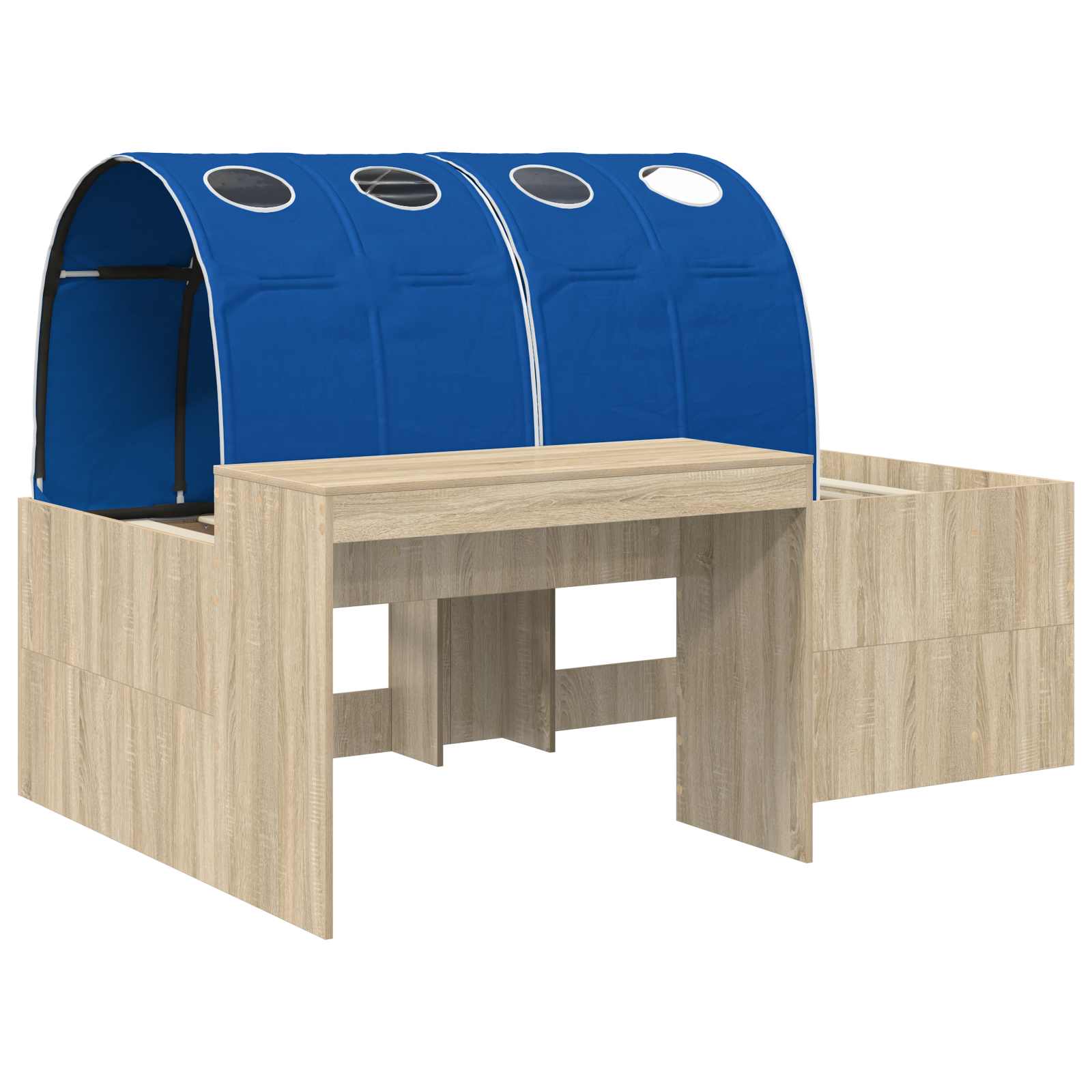 Bettgestell mit Tunnel mit Regal 3 stk. Sonoma Eiche und Blau