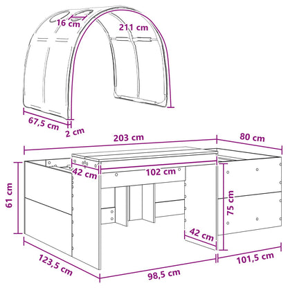 Bettgestell mit Tunnel mit Regal 3 stk. Sonoma Eiche und Blau