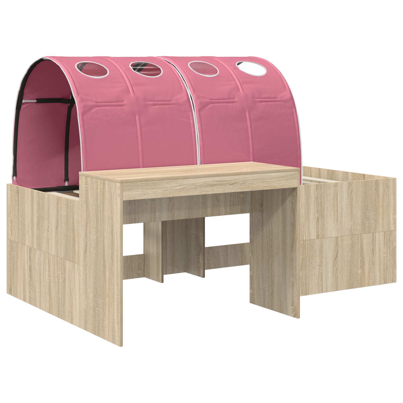 Bettgestell mit Tunnel mit Regal 3 stk. Sonoma Eiche und Pink