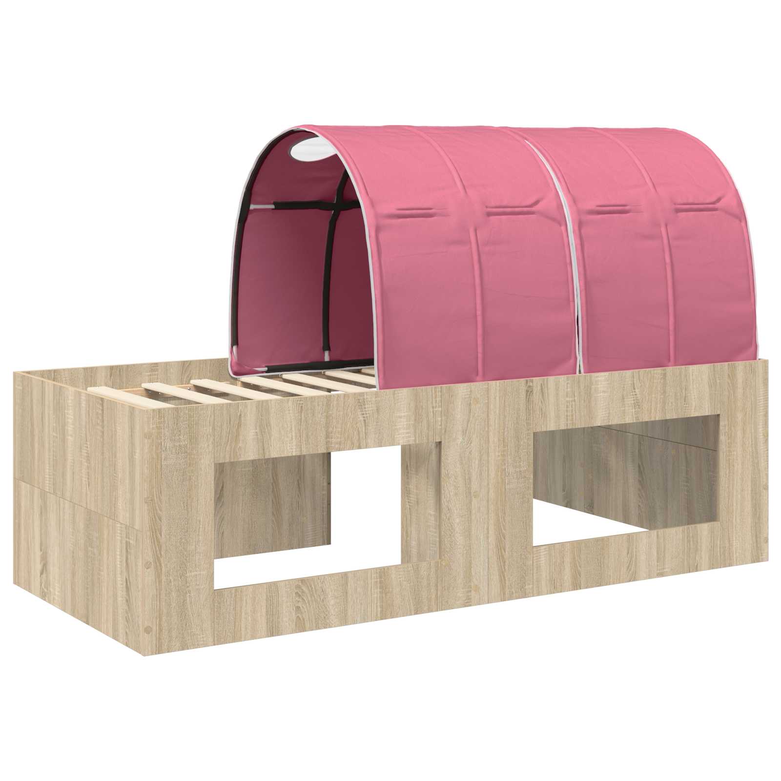Bettgestell mit Tunnel mit Regal 3 stk. Sonoma Eiche und Pink
