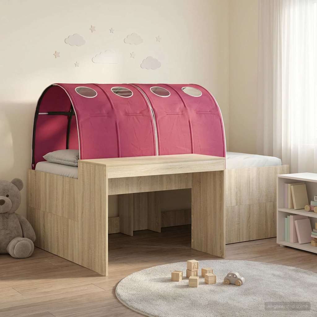 Bettgestell mit Tunnel mit Regal 3 stk. Sonoma Eiche und Rot