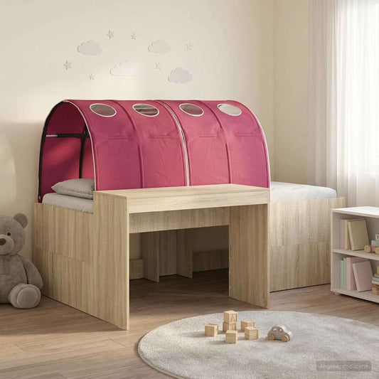 Bettgestell mit Tunnel mit Regal 3 stk. Sonoma Eiche und Rot