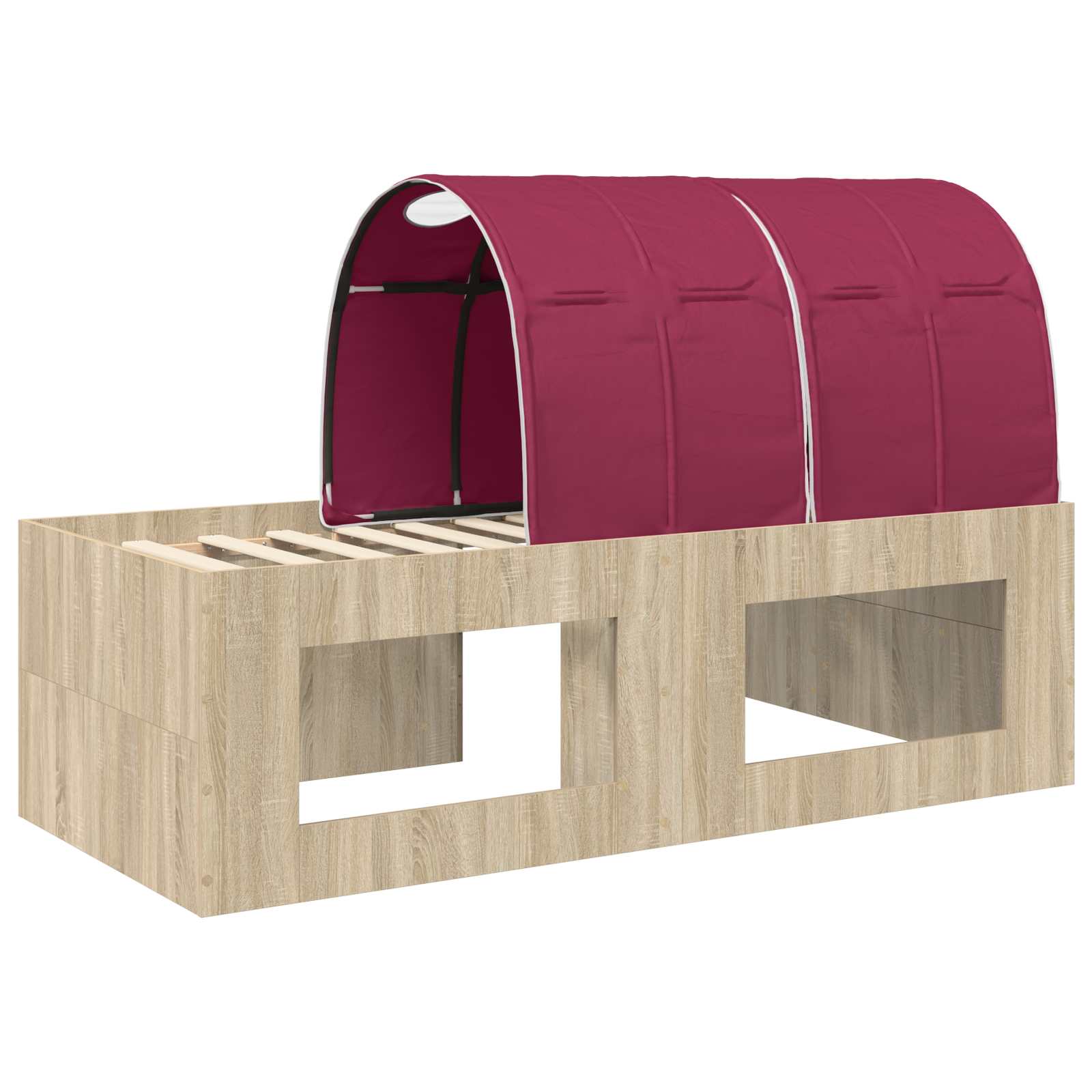 Bettgestell mit Tunnel mit Regal 3 stk. Sonoma Eiche und Rot