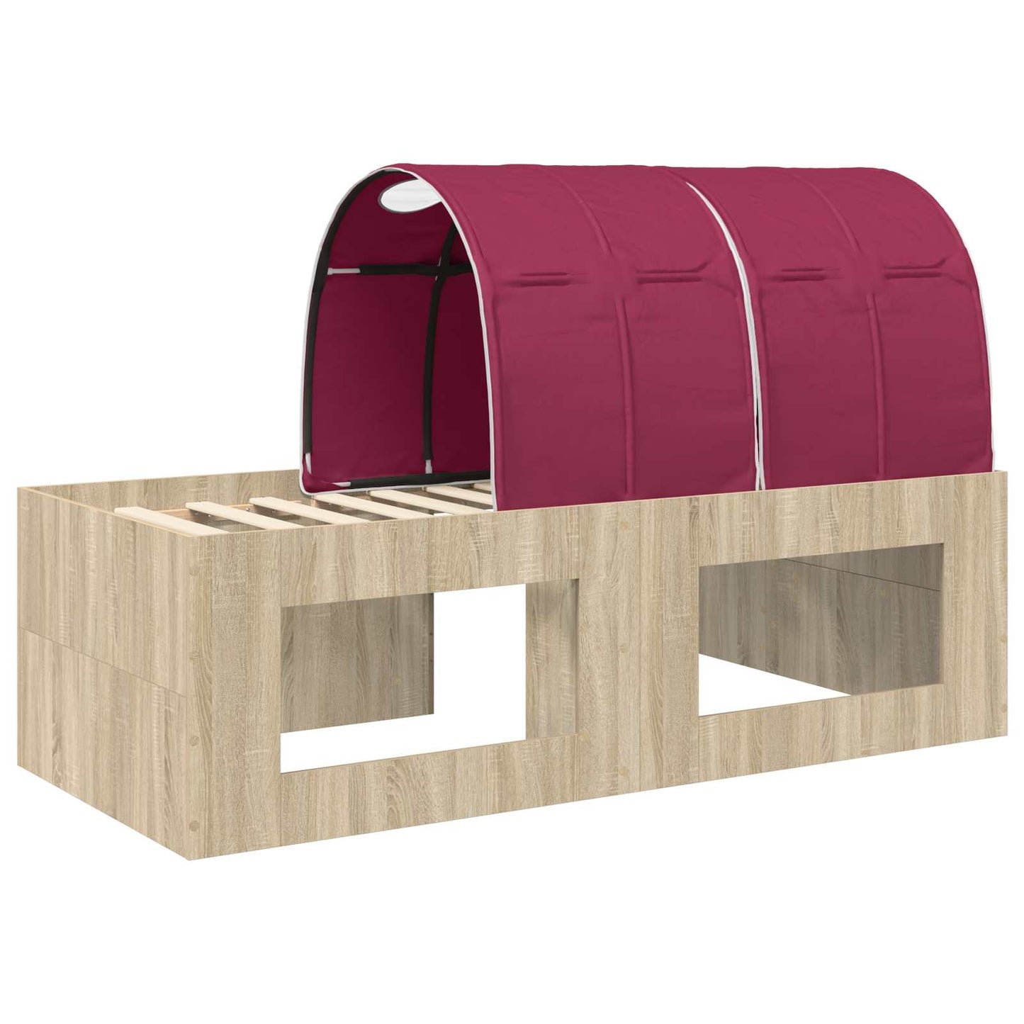 Bettgestell mit Tunnel mit Regal 3 stk. Sonoma Eiche und Rot
