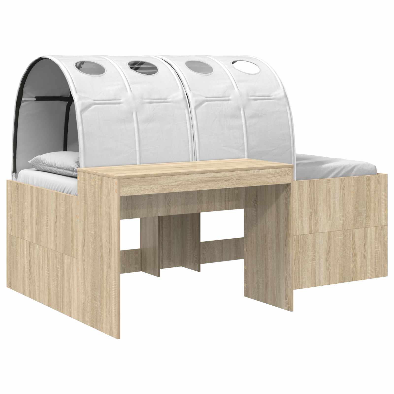 Bettgestell mit Tunnel mit Regal 3 stk. Sonoma-Eiche und Weiß