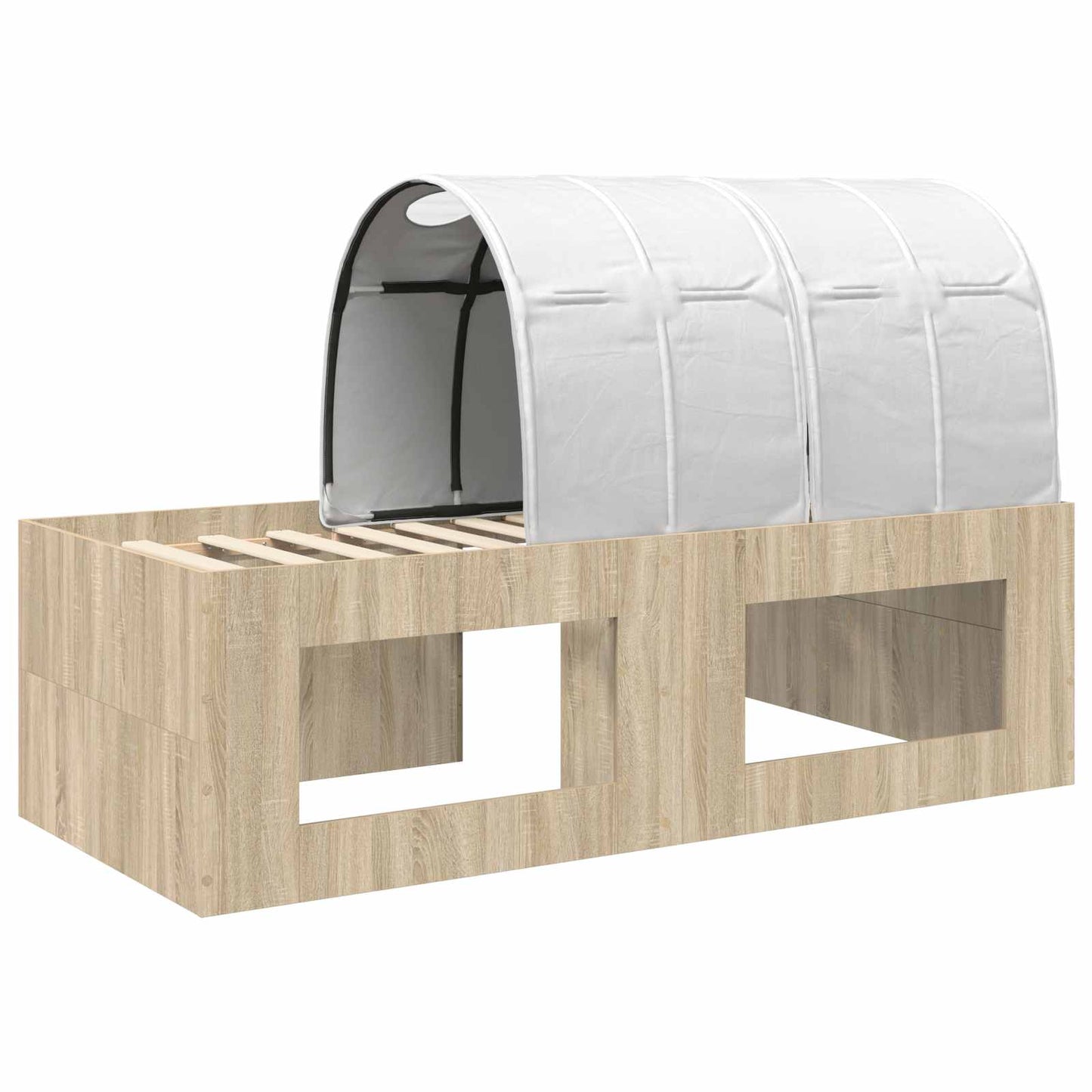 Bettgestell mit Tunnel mit Regal 3 stk. Sonoma-Eiche und Weiß