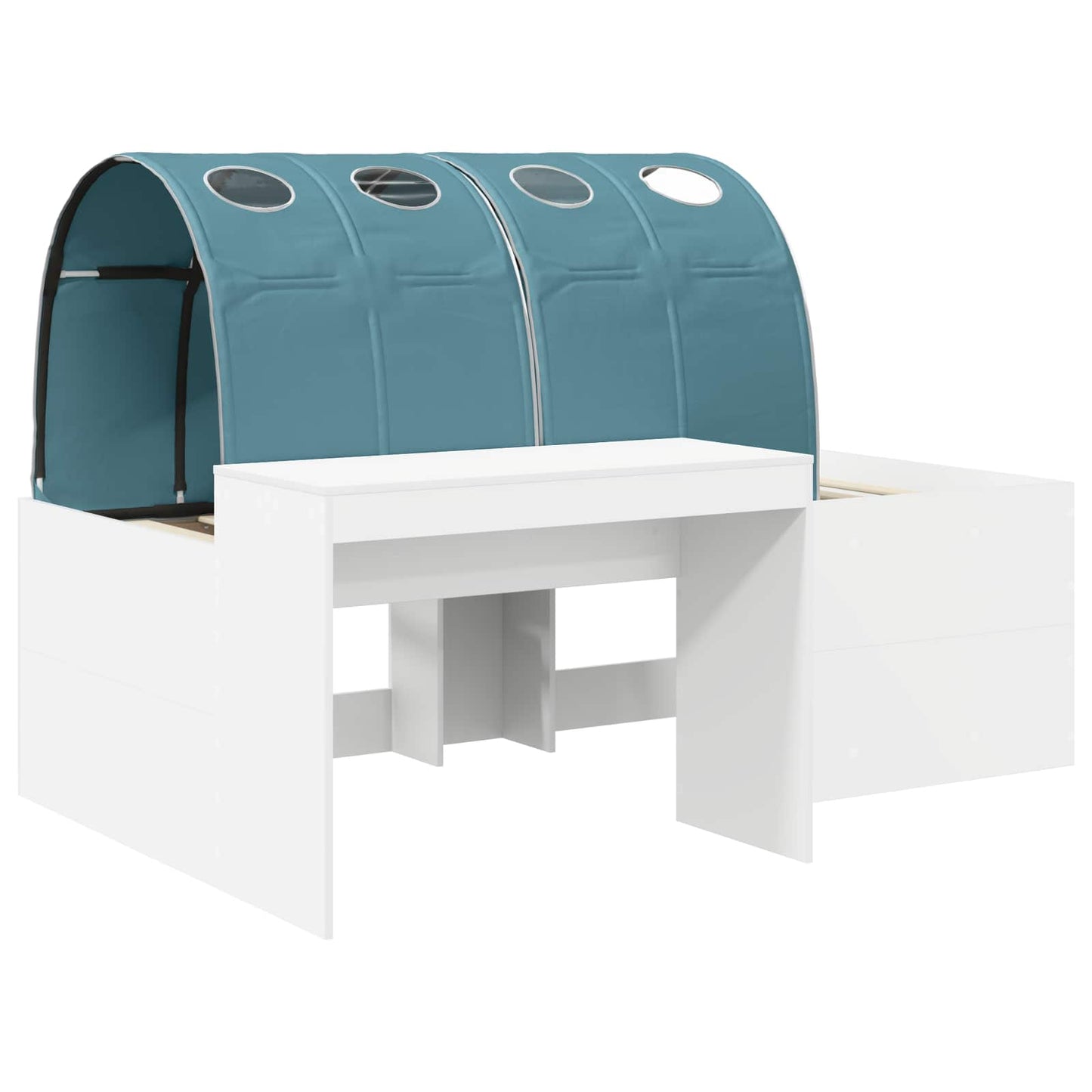 Bett mit Tunnel 4 stk. Weiß und Hellblau Holzwerkstoff