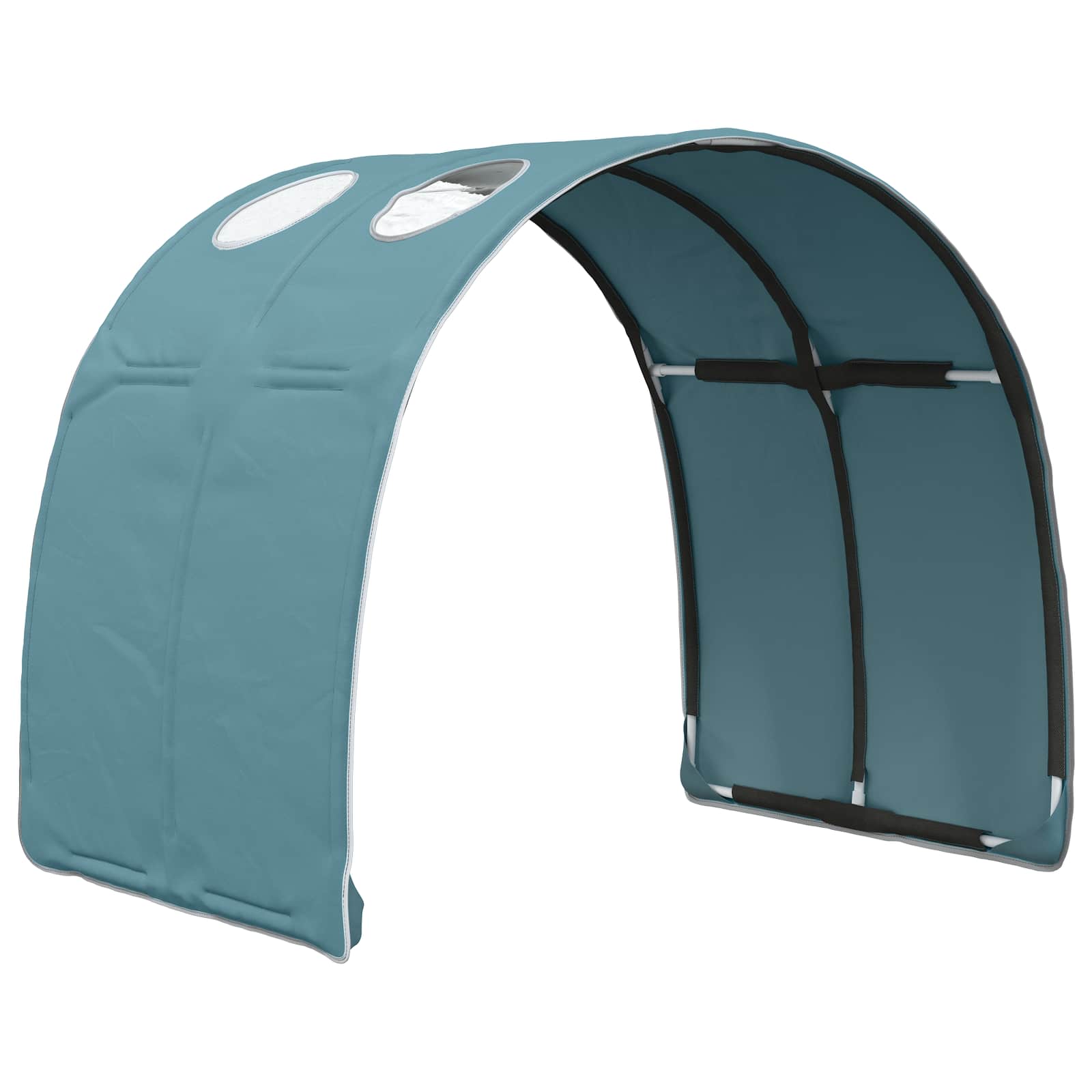 Bett mit Tunnel 4 stk. Weiß und Hellblau Holzwerkstoff