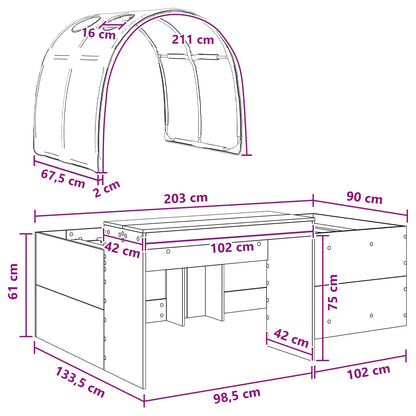 Bett mit Tunnel 4 stk. Weiß und Hellblau Holzwerkstoff