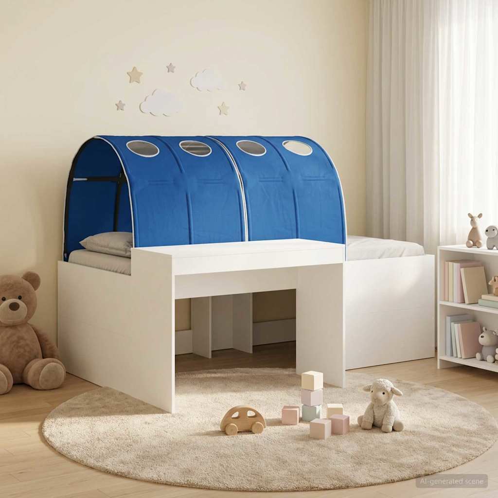 Bett mit Tunnel 3 Stk. Artisian Eiche und Blau Holzwerkstoff