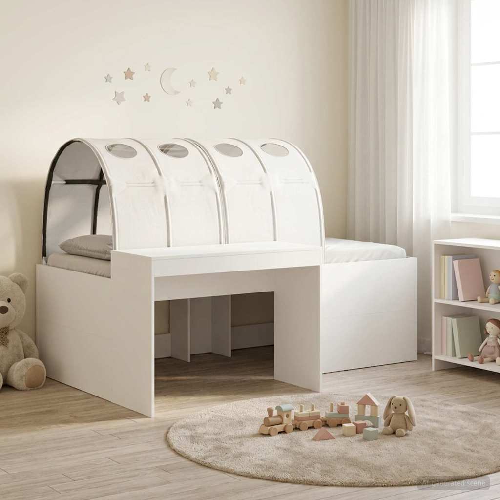 Bett mit Tunnel 3 Stk. Artisian Eiche und Weiß Holzwerkstoff