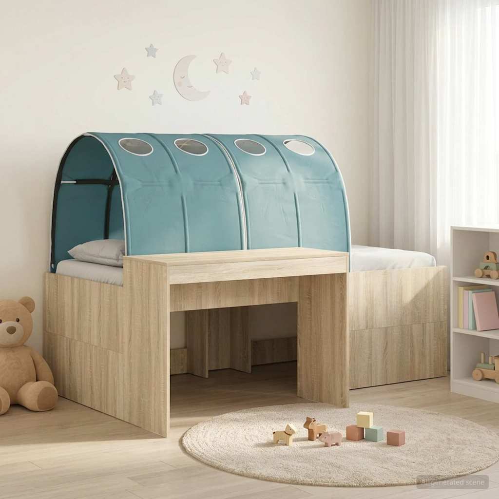 Bett mit Tunnel 3 Stk. Artisian Eiche und Hellblau