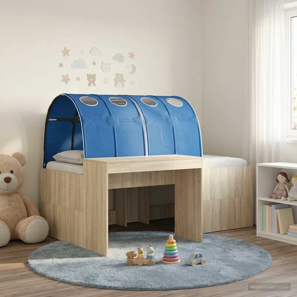 Bett mit Tunnel 3 Stk. Artisian Eiche und Blau Holzwerkstoff