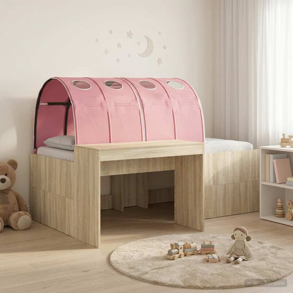 Bett mit Tunnel 3 Stk. Artisian Eiche und Pink Holzwerkstoff