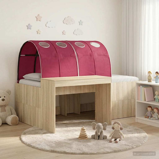 Bett mit Tunnel 3 stk. Sonoma Eiche und Rot Holzwerkstoff