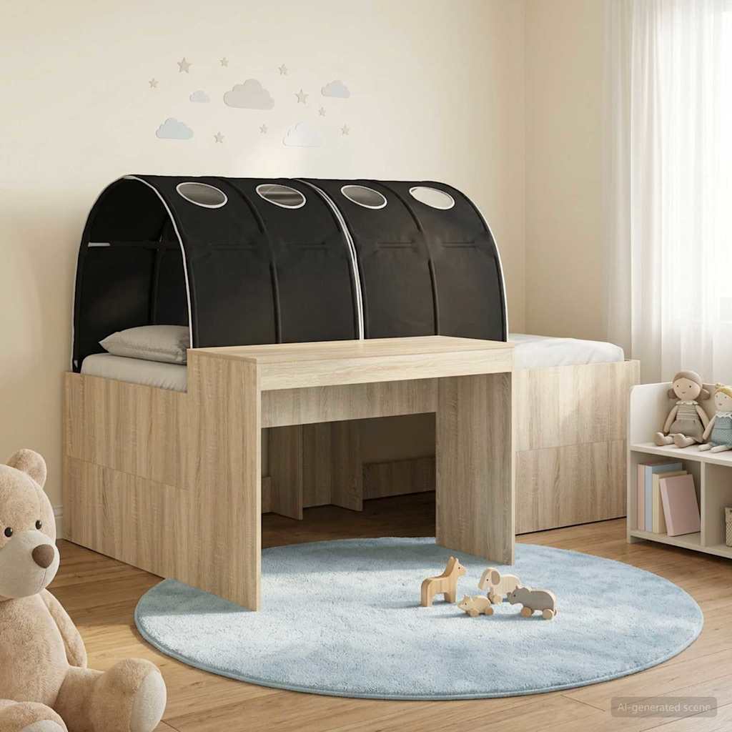 Bett mit Tunnel 3 Stk. Artisian Eiche und Schwarz Holzwerkstoff