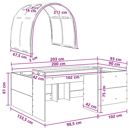 Bett mit Tunnel 3 stk. Sonoma Eiche und Schwarz Holzwerkstoff