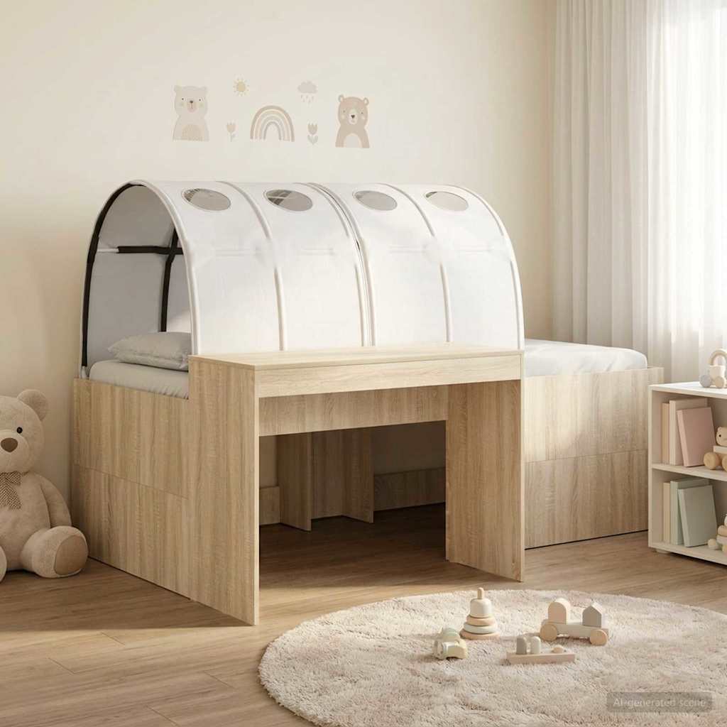 Bett mit Tunnel 3 Stk. Artisian Eiche und Weiß Holzwerkstoff