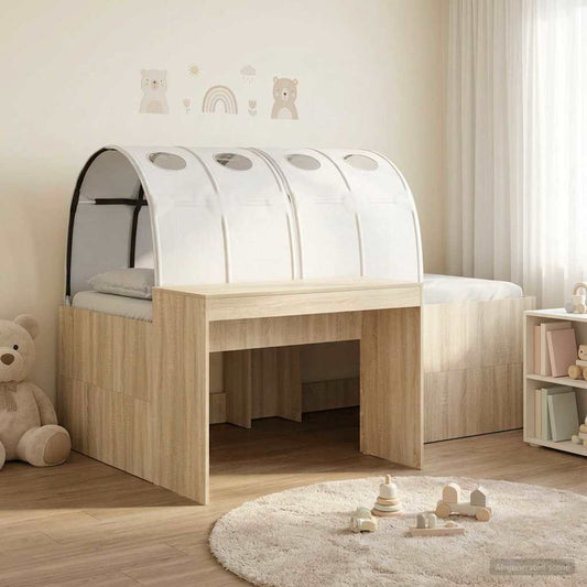 Bett mit Tunnel 3 stk. Sonoma-Eiche und Weiß Holzwerkstoff
