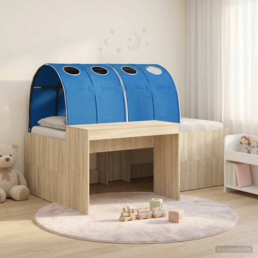 Bett mit Tunnel 3 Stk. Sonoma Eiche und Blau Holzwerkstoff