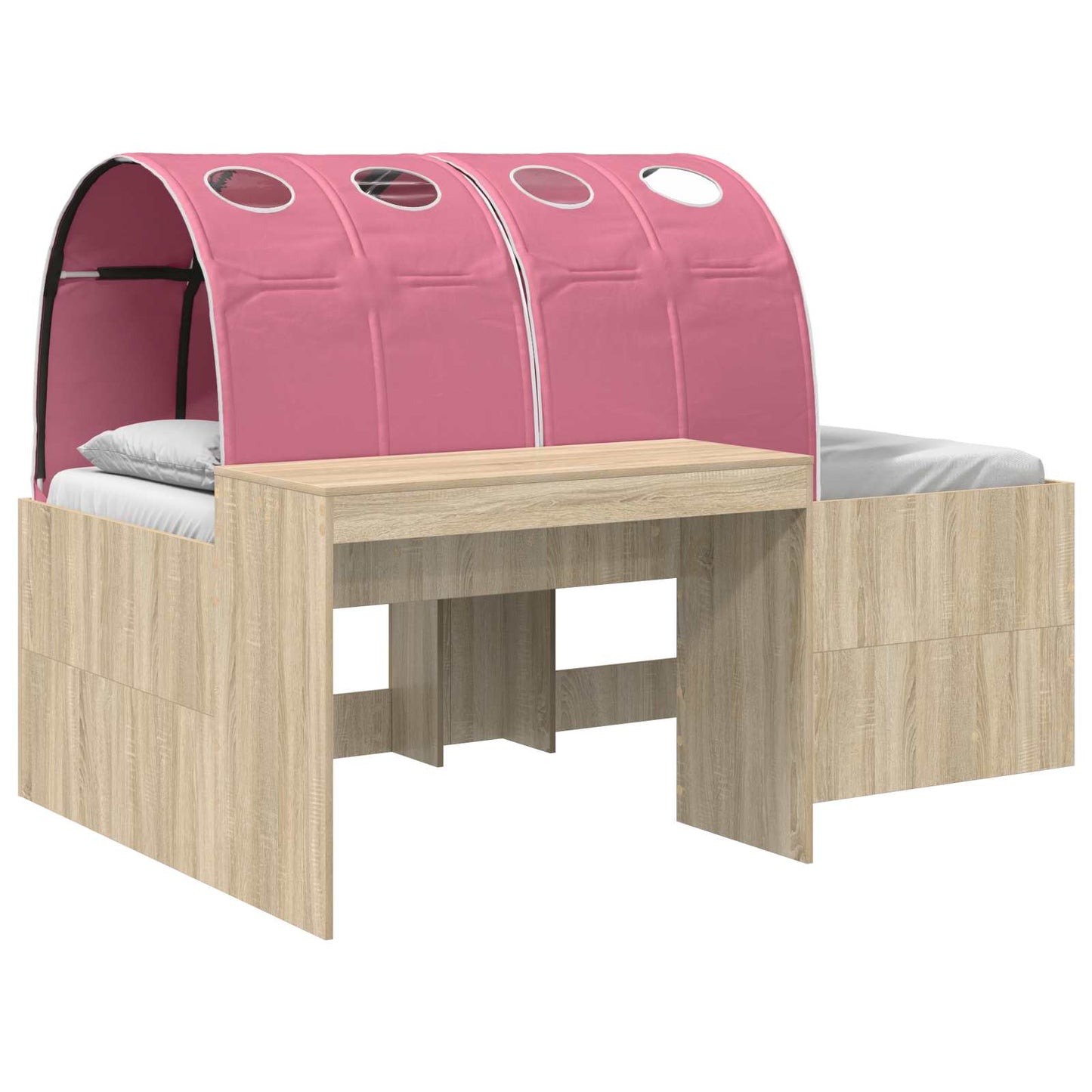 Bett mit Tunnel 3 Stk. Sonoma Eiche und Pink Holzwerkstoff