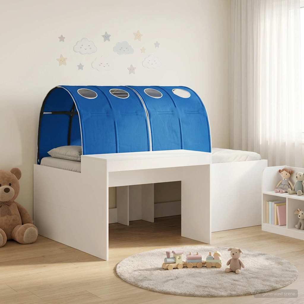 Hochbett mit Schreibtisch für Kinder 3 Stk. Weiß und Blau