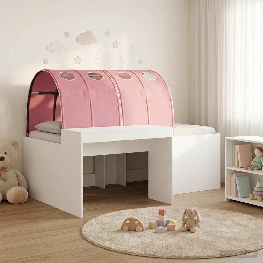Hochbett mit Schreibtisch für Kinder 3 Stk. Weiß und Rosa
