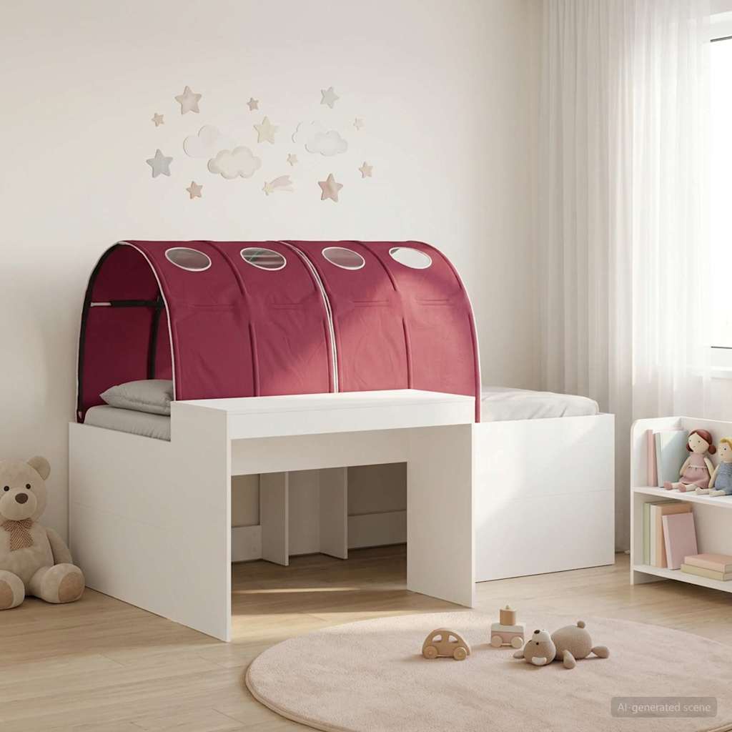 Hochbett mit Schreibtisch für Kinder 3 Stk. Weiß und Rot