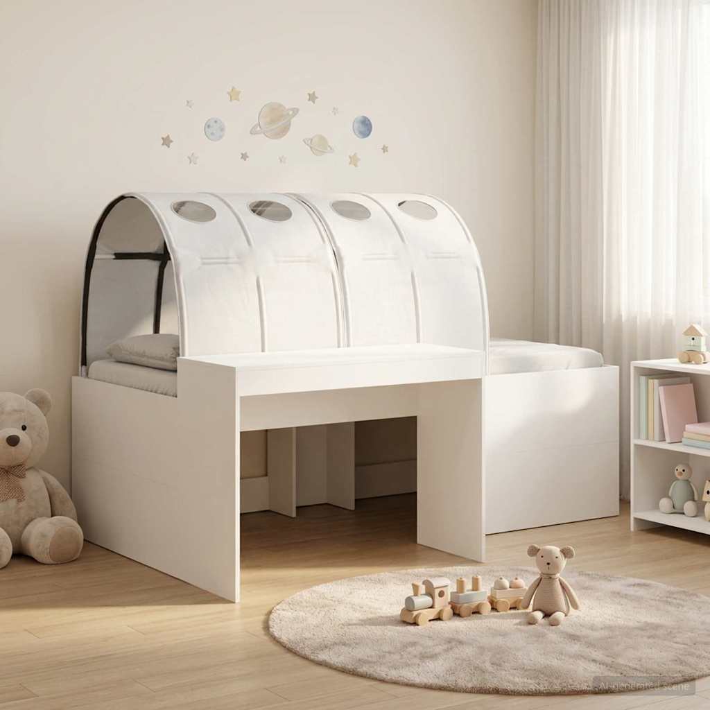 Hochbett mit Schreibtisch für Kinder 3 Stk. Weiß Holzwerkstoff