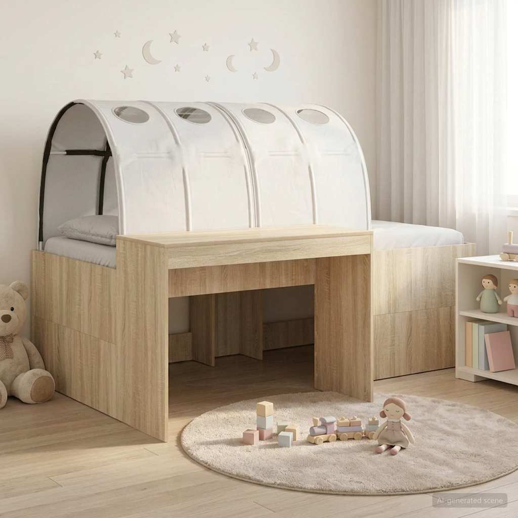 Hochbett mit Schreibtisch für Kinder 3 Stk. Holzwerkstoff